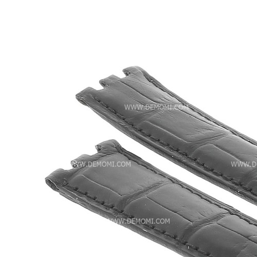 Longines Cinturino Alligatore Nero Opaco 20/16 mm Per Dolce Vita Rotondo pretagliato.