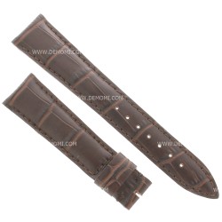 Cinturino Sartoriale Stampa Alligatore Marrone Moka Opaco 20/16 mm B42N.  Impuntura su anse e fibba.