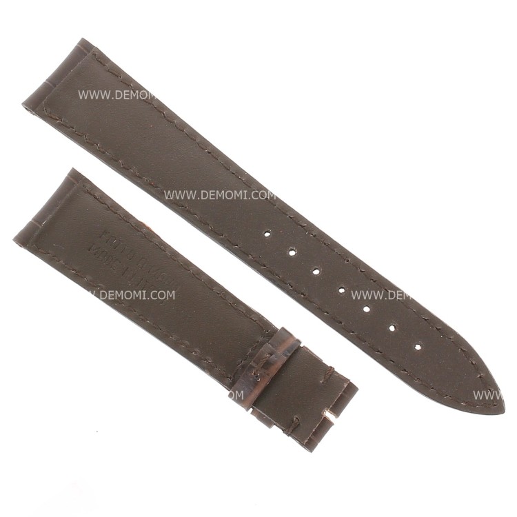 Cinturino Sartoriale Stampa Alligatore Marrone Moka Opaco 20/16 mm B42N.  Impuntura su anse e fibba.