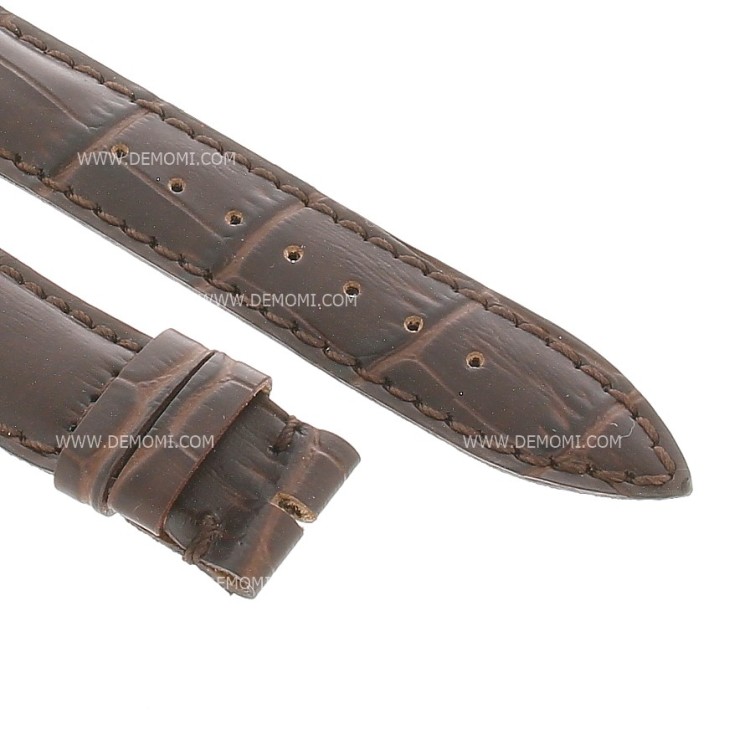 Cinturino Sartoriale Stampa Alligatore Marrone Moka Opaco 20/16 mm B42N.  Impuntura su anse e fibba.