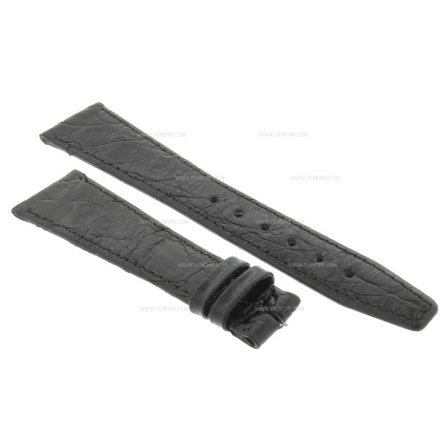 Zenith Cinturino Coccodrillo Nero 20/14 mm cucito piatto spessore 2,5/3 mm lunghezza 75/112 mm