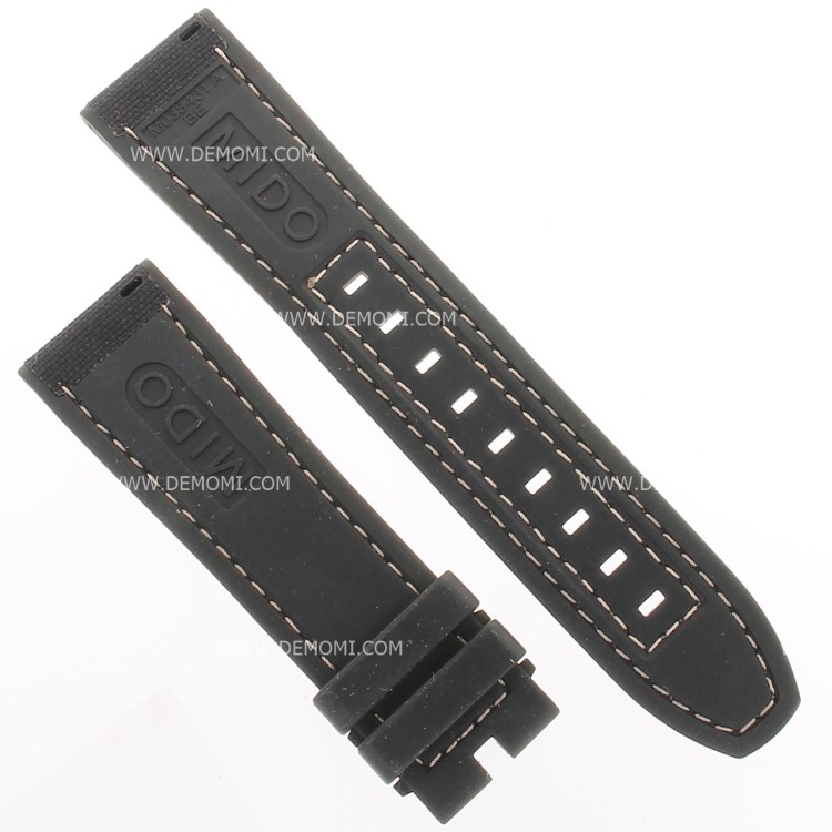 Mido Cinturino Multifort Caucciù e Stoffa  nero 22/20 mm con Fibbia ardiglione 20 mm acciaio PVD Nero