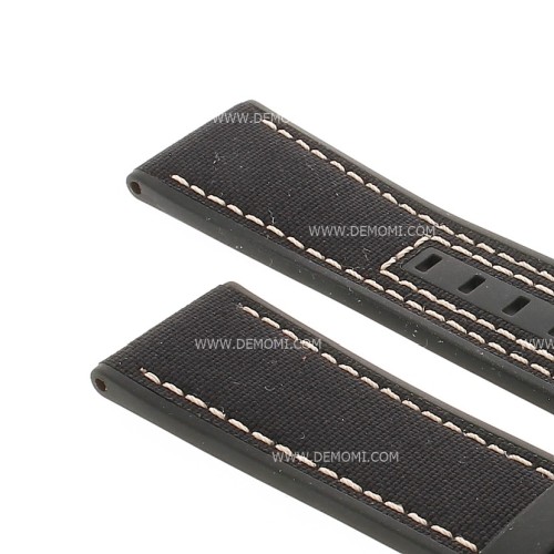 Mido Cinturino Multifort Caucciù e Stoffa  nero 22/20 mm con Fibbia ardiglione 20 mm acciaio PVD Nero