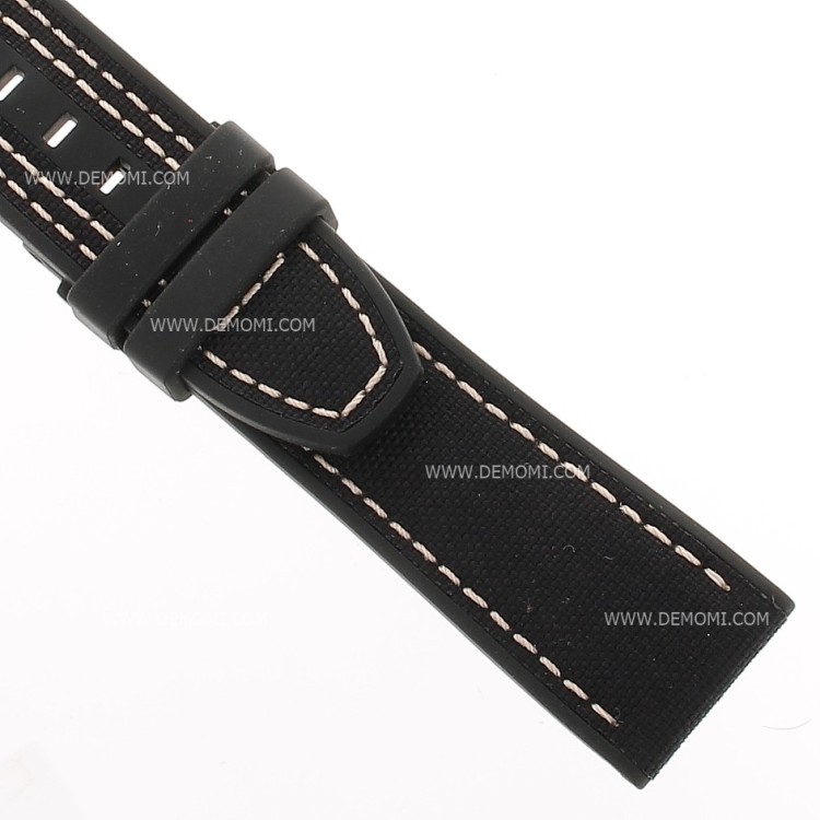 Mido Cinturino Caucciù e Stoffa  nero 22/20 mm compreso di Fibbia ardiglione 20 mm acciaio PVD Nero