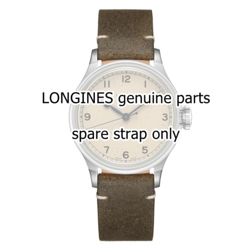 Longines Cinturino L682154988 Pelle Verde Oily Opaco cuciture chiare 19/18 mm