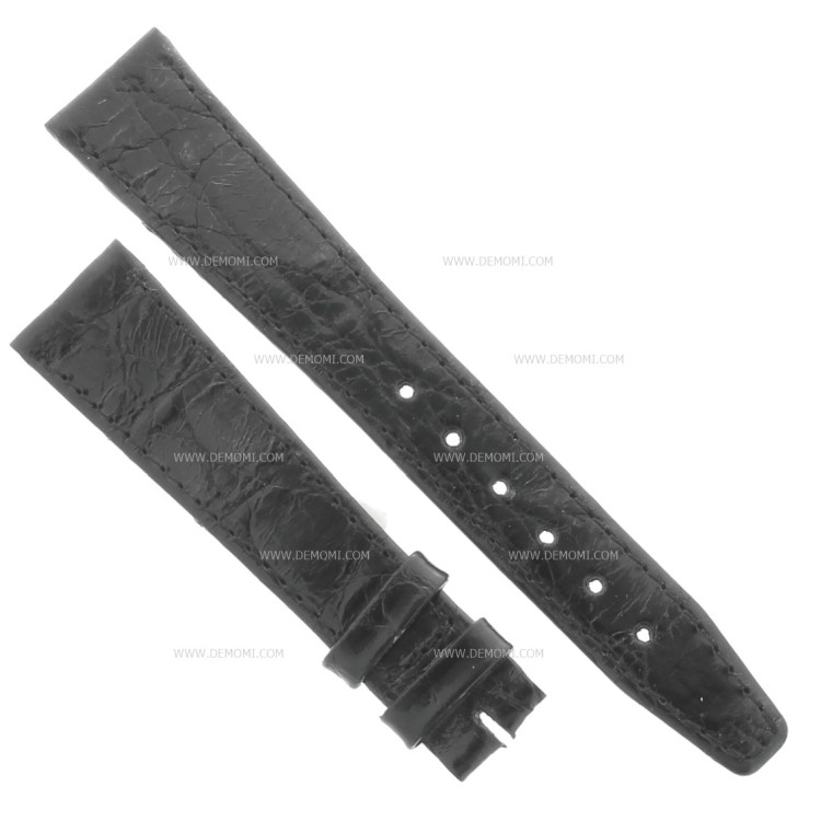 Zenith Cinturino Coccodrillo Nero 18/14 mm cucito piatto spessore 2,5/3 mm lunghezza 75/114 mm