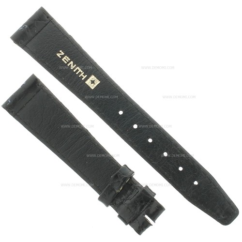 Zenith Cinturino Coccodrillo Nero 18/14 mm cucito piatto spessore 2,5/3 mm lunghezza 75/114 mm