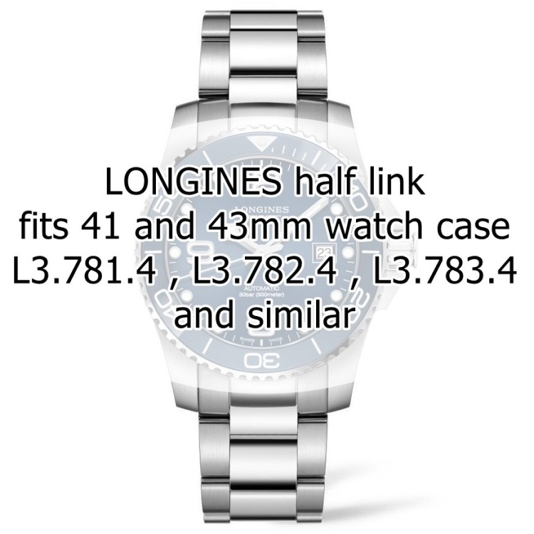 Longines 1/2 link acciaio Hydroconquest Ceramica satinata e lucida misura 19 x 8,3 x 3,8 mm per cassa da 41 e 43 mm