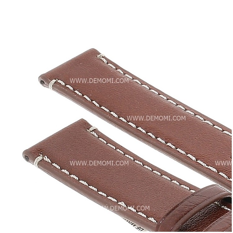 Cinturino Pelle Vitello Marrone Medio 20/18 mm B35B classico cucitura chiara