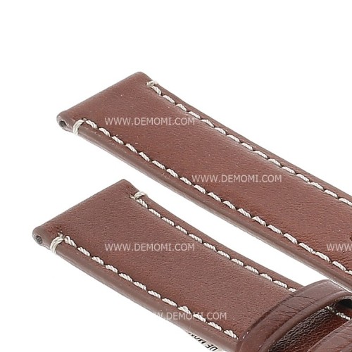 Cinturino Pelle Vitello Marrone Medio 20/18 mm B35B classico cucitura chiara