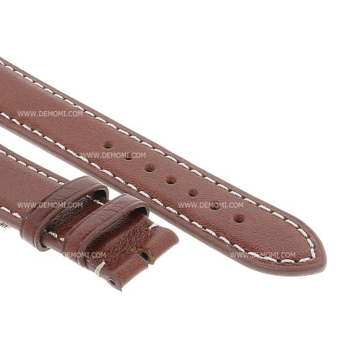 Cinturino Pelle Vitello Marrone Medio 20/18 mm B35B classico cucitura chiara