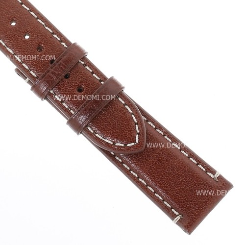 Cinturino Pelle Vitello Marrone Medio 20/18 mm B35B classico cucitura chiara