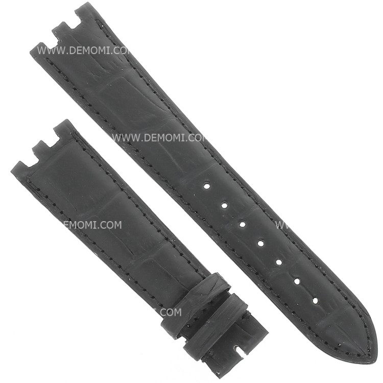 Longines Cinturino Alligatore Nero Opaco 20/16 mm Per Dolce Vita Rotondo pretagliato.