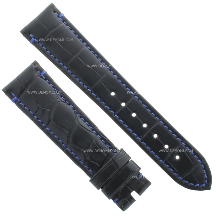 Zenith Cinturino 27.00.2118.734 B Alligatore Nero opaco cuciture blu 21/18 mm