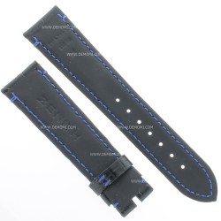 Zenith Cinturino 27.00.2118.734 B Alligatore Nero opaco cuciture blu 21/18 mm 2
