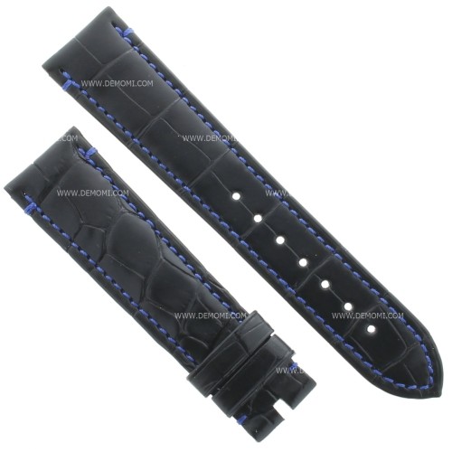 Zenith Cinturino 27.00.2118.734 B Alligatore Nero opaco cuciture blu 21/18 mm