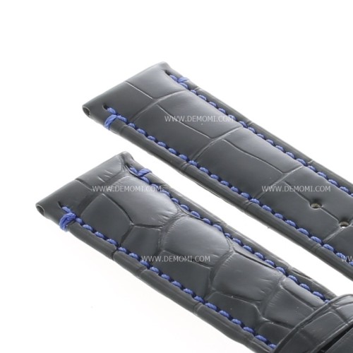 Zenith Cinturino 27.00.2118.734 B Alligatore Nero opaco cuciture blu 21/18 mm