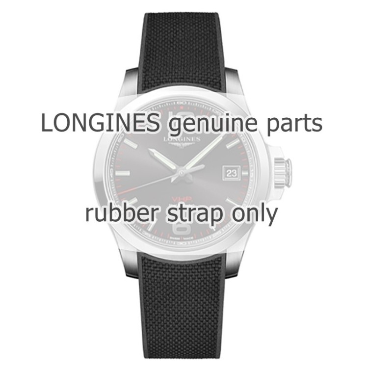Longines Cinturino Caucciù nero 20 mm Conquest VHP L3.716.4 , L3.718.4 e simili