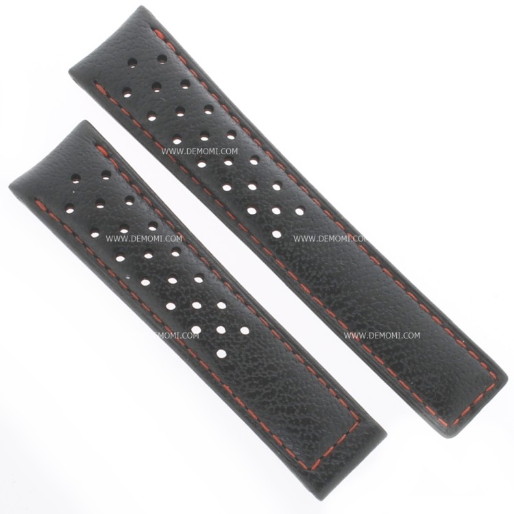 Tag Heuer Cinturino Carrera Pelle FC6429  Nero/rosso misure 20/18 mm