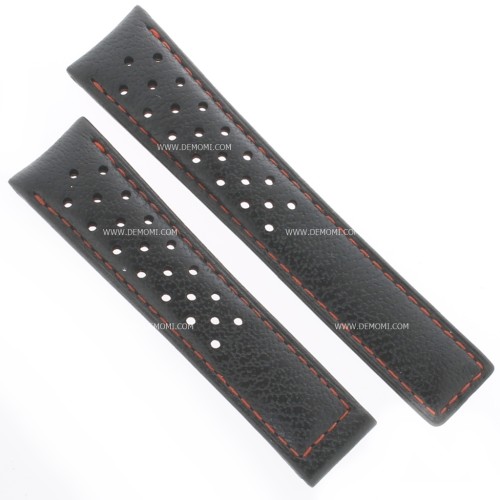 Tag Heuer Cinturino Carrera Pelle FC6429  Nero/rosso misure 20/18 mm