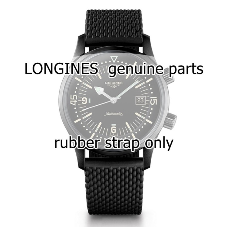 Longines Cinturino L682154033 Caucciù Nero 22/19 mm per Heritage Legend Diver