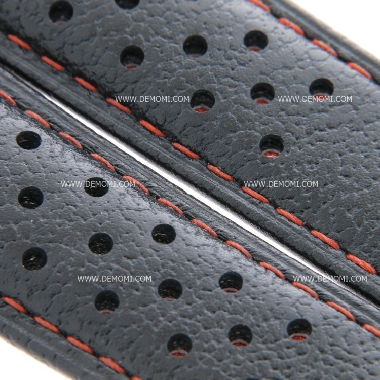 Tag Heuer Cinturino Carrera Pelle FC6429  Nero/rosso misure 20/18 mm