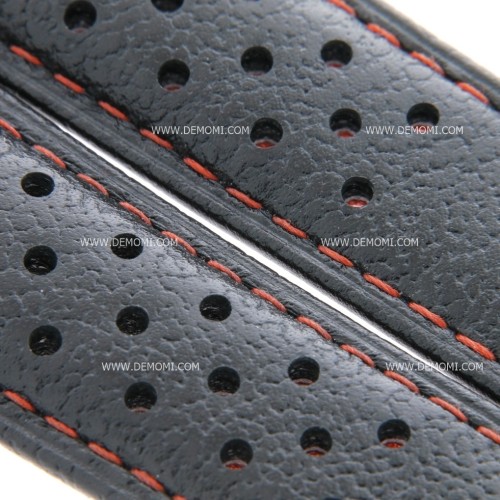 Tag Heuer Cinturino Carrera Pelle FC6429  Nero/rosso misure 20/18 mm