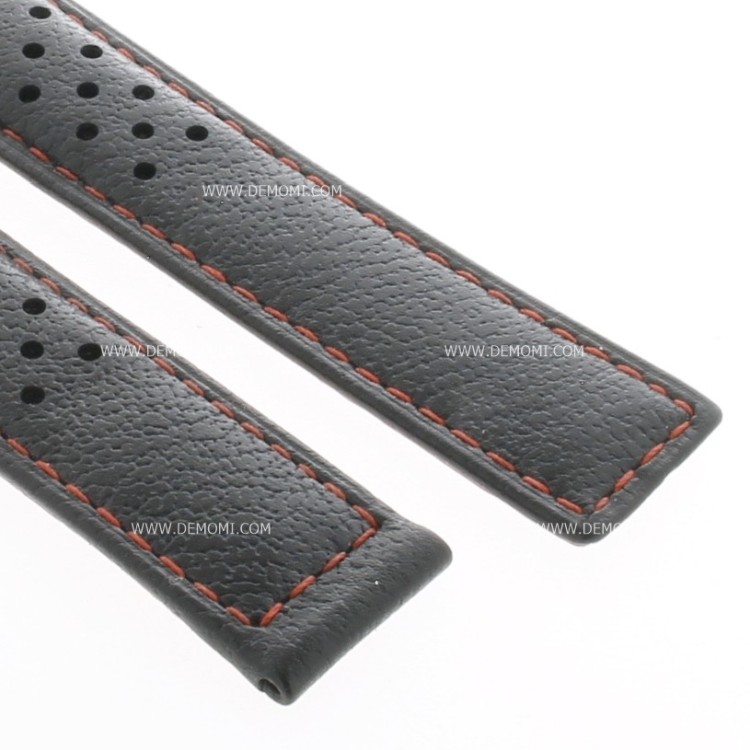 Tag Heuer Cinturino Carrera Pelle FC6429  Nero/rosso misure 20/18 mm