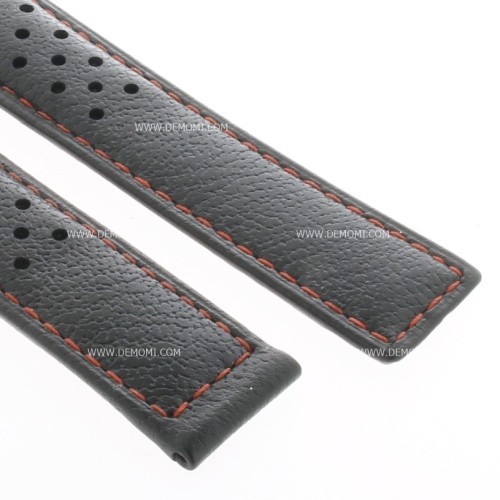 Tag Heuer Cinturino Carrera Pelle FC6429  Nero/rosso misure 20/18 mm