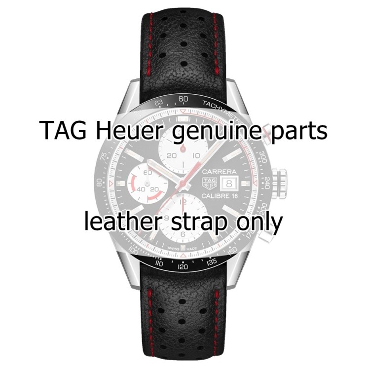 Tag Heuer Cinturino Carrera Pelle FC6429  Nero/rosso misure 20/18 mm