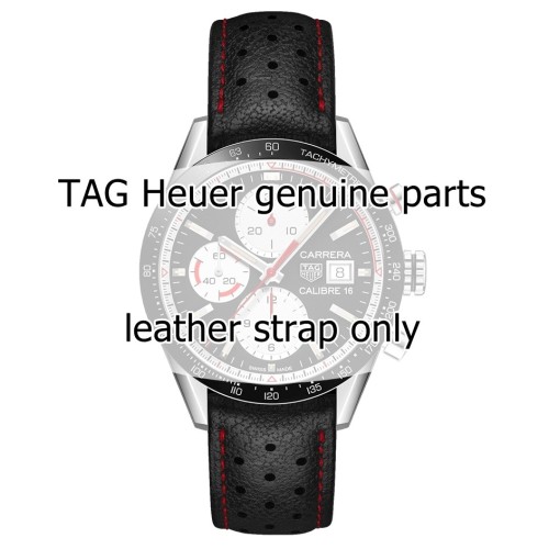 Tag Heuer Cinturino Carrera Pelle FC6429  Nero/rosso misure 20/18 mm