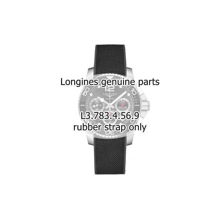 Longines Cinturino Caucciù Nero 21/19 mm Hydroconquest Ceramic L3.783.4 Cronografo
