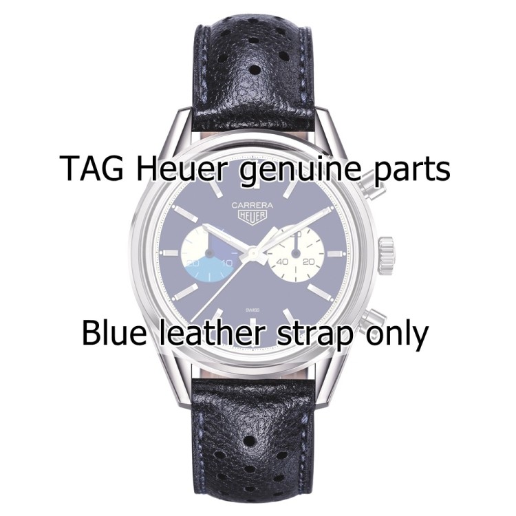 Tag Heuer Cinturino Carrera Pelle FC6350 martellata Blu 19/18 mm