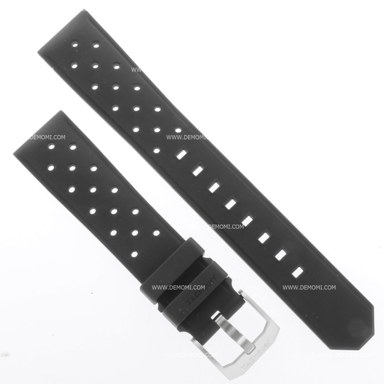 Tag Heuer Cinturino Caucciù FT8023 BT0725 Nero Forato con Fibbia ardiglione. 20/18 mm