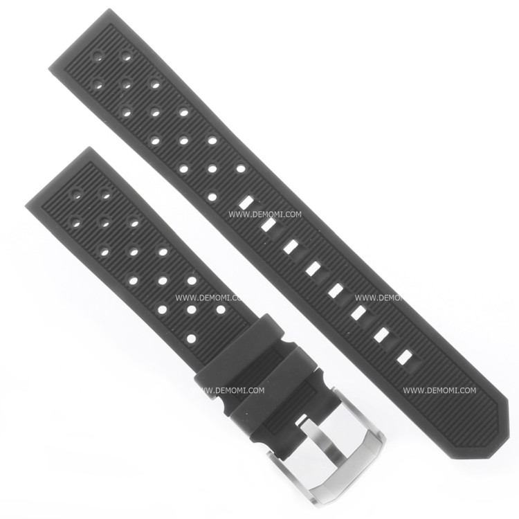 Tag Heuer Cinturino Caucciù FT8023 BT0725 Nero Forato con Fibbia ardiglione. 20/18 mm