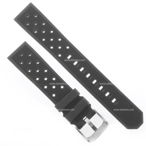Tag Heuer Cinturino Caucciù Forato FT8023 Liscio Nero per Fibbia ardiglione  20 / 18 mm