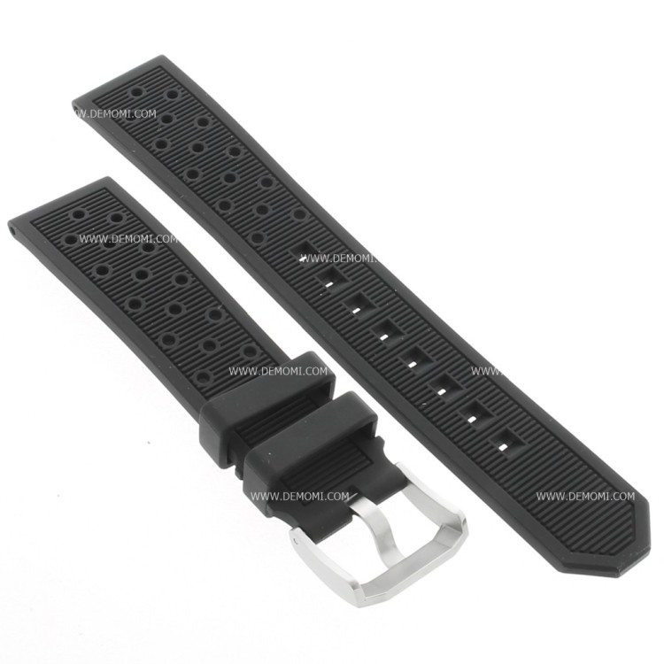Tag Heuer Cinturino Caucciù Forato FT8023 Liscio Nero per Fibbia ardiglione  20 / 18 mm