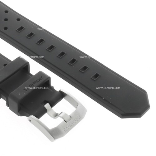 Tag Heuer Cinturino Caucciù FT8023 BT0725 Nero Forato con Fibbia ardiglione. 20/18 mm