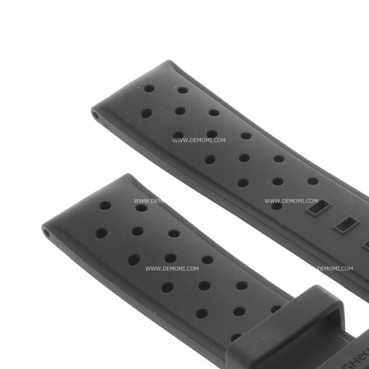 Tag Heuer Cinturino Caucciù Forato FT8024 Liscio Nero per Fibbia ardiglione  22 / 20 mm