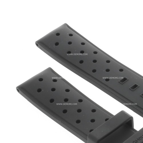 Tag Heuer Cinturino Caucciù Forato FT8024 Liscio Nero per Fibbia ardiglione  22 / 20 mm
