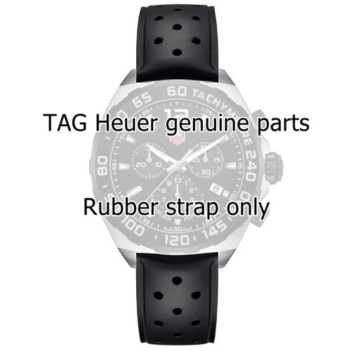Tag Heuer Cinturino Caucciù Forato FT8024 Liscio Nero per Fibbia ardiglione  22 / 20 mm