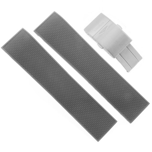 Longines Cinturino Caucciù Grigio 21/19 mm FDA Hydroconquest Ceramic L3.783.4 Cronografo. Compresa chiusura dedicata