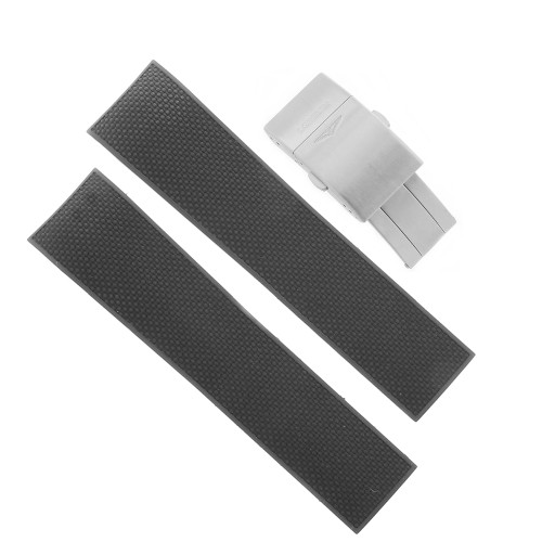 Longines Cinturino Caucciù Nero 21/19 mm FDA Hydroconquest Ceramic L3.783.4 Cronografo. Compresa chiusura dedicata