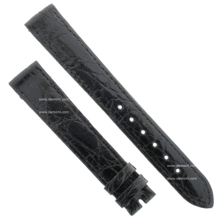 Zenith Cinturino Coccodrillo Nero 16/14 mm cucito piatto spessore 2,5/3 mm lunghezza 80/115 mm