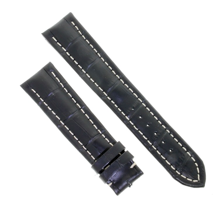 Cinturino non originale Breitling Stampa Alligatore Nero Opaco 21/18 mm cuciture chiare