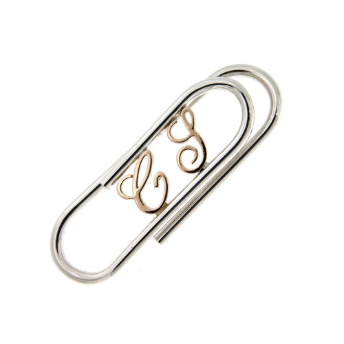 Fermasoldi con Coppia di Iniziali a scelta in Corsivo Argento e Oro Rosa 9 kt