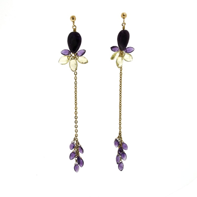 Orecchini lunghi Ametista Argento cod 292