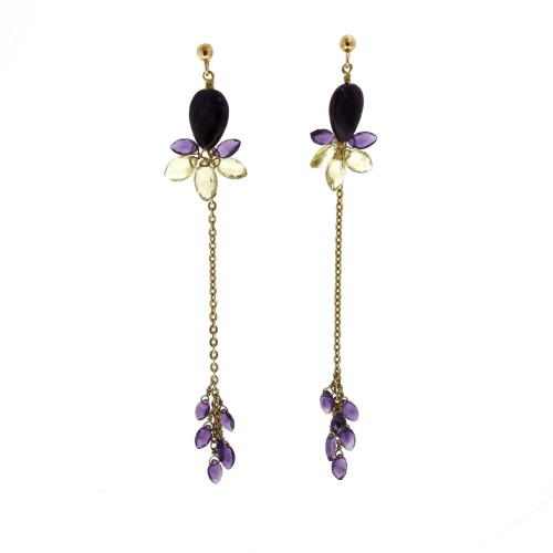 Orecchini lunghi Ametista Argento cod 292