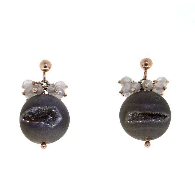 Orecchini lunghi Aqua Aura Ematite Argento cod 348