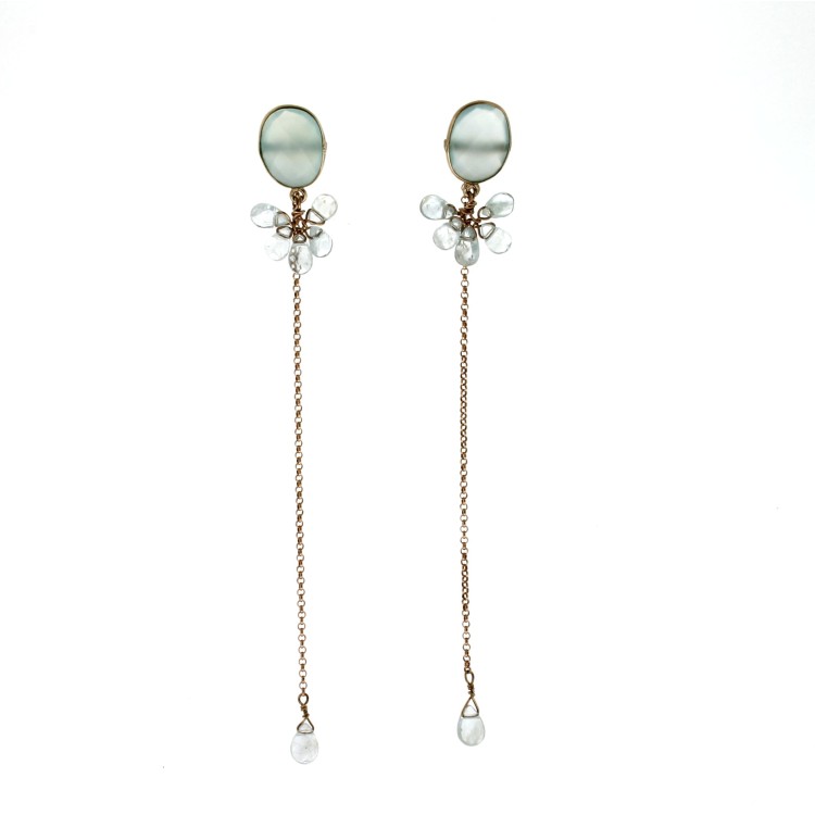 Orecchini lunghi Aquamarina Argento cod 357